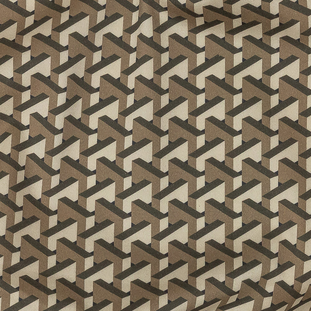 Stretch Cotton Sateen - Olive Geometric - Maloca Print - Mood Exclusive Rio Collection