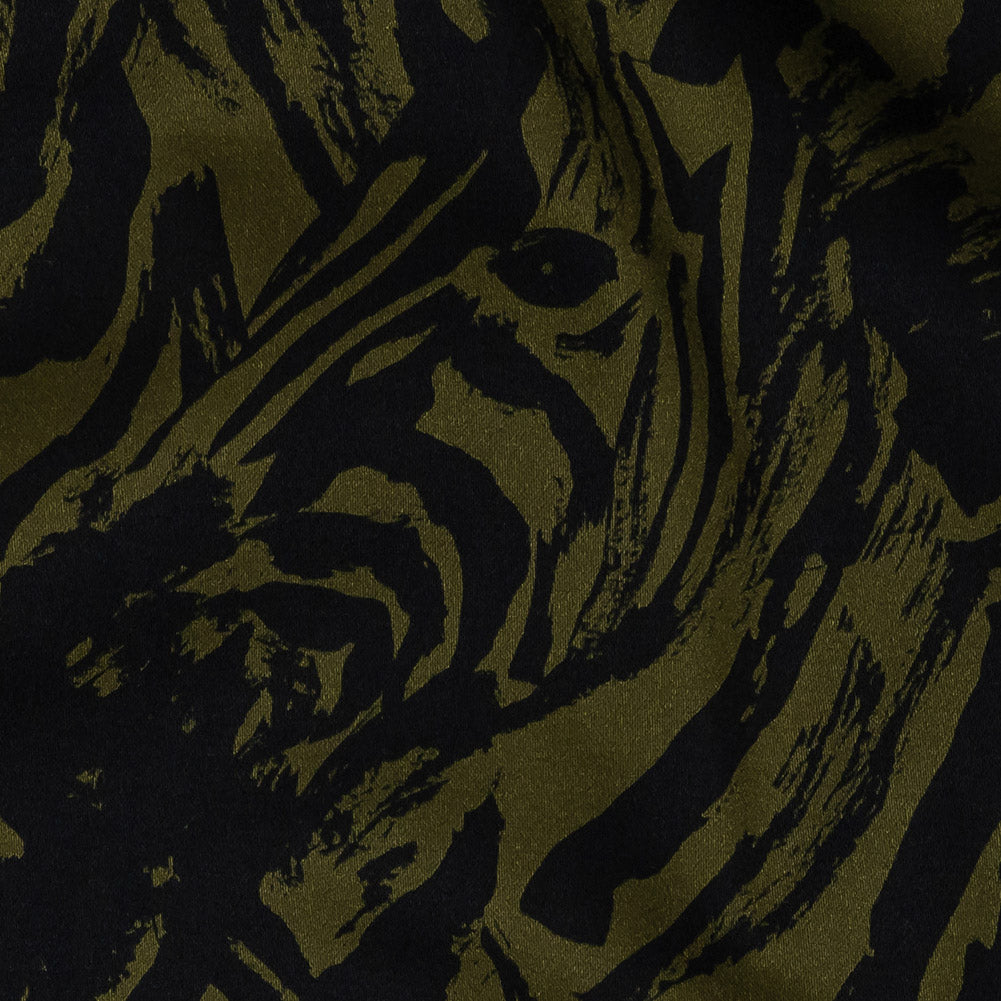 Stretch Cotton Sateen - Olive Zebras and Stripes - Marajo Print - Mood Exclusive Rio Collection