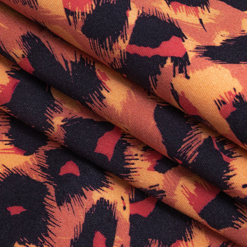 Stretch Cotton Sateen - Pink and Orange Leopard Spots - Tijuca Sunrise Print - Mood Exclusive Rio Collection