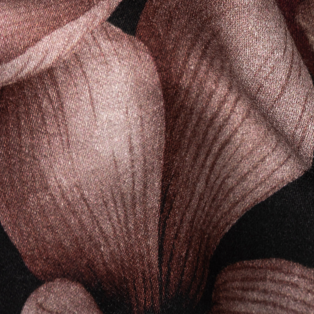 Rayon Challis - Black and Plum Floral - Vision of Romance Print - Mood Exclusive Wisteria Collection