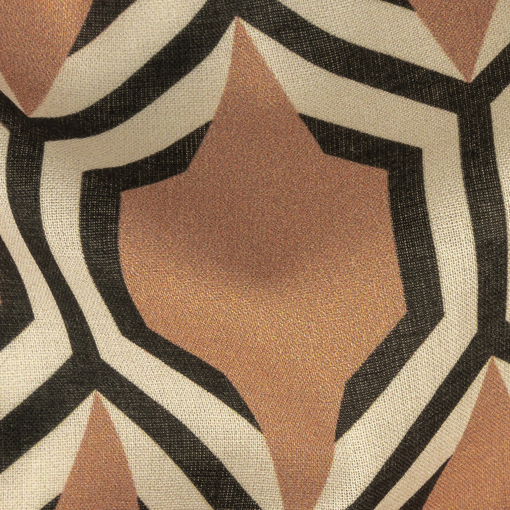 Cotton Voile - Warm Tan Honeycomb Geometric - Sweet as Honey Print - Mood Exclusive Wisteria Collection