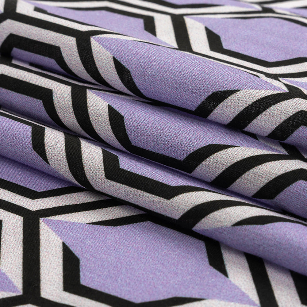 Cotton Voile - Lavender Honeycomb Geometric - Sweet as Honey Print - Mood Exclusive Wisteria Collection