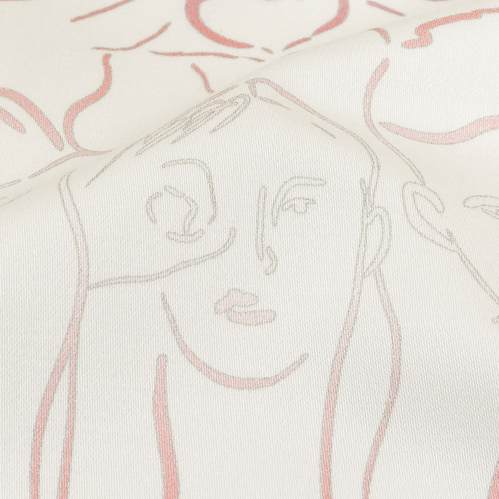 Stretch Cotton Sateen - Pink, White and Blue Faces and Hands - Language of Love Print - Mood Exclusive Pride Collection