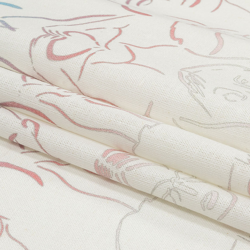 Linen and Rayon Woven - Pink, White and Blue Faces and Hands - Language of Love Print - Mood Exclusive Pride Collection