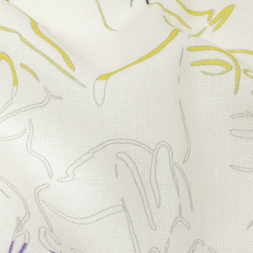 Linen and Rayon Woven - Purple, Yellow and Black Faces and Hands - Language of Love Print - Mood Exclusive Pride Collection