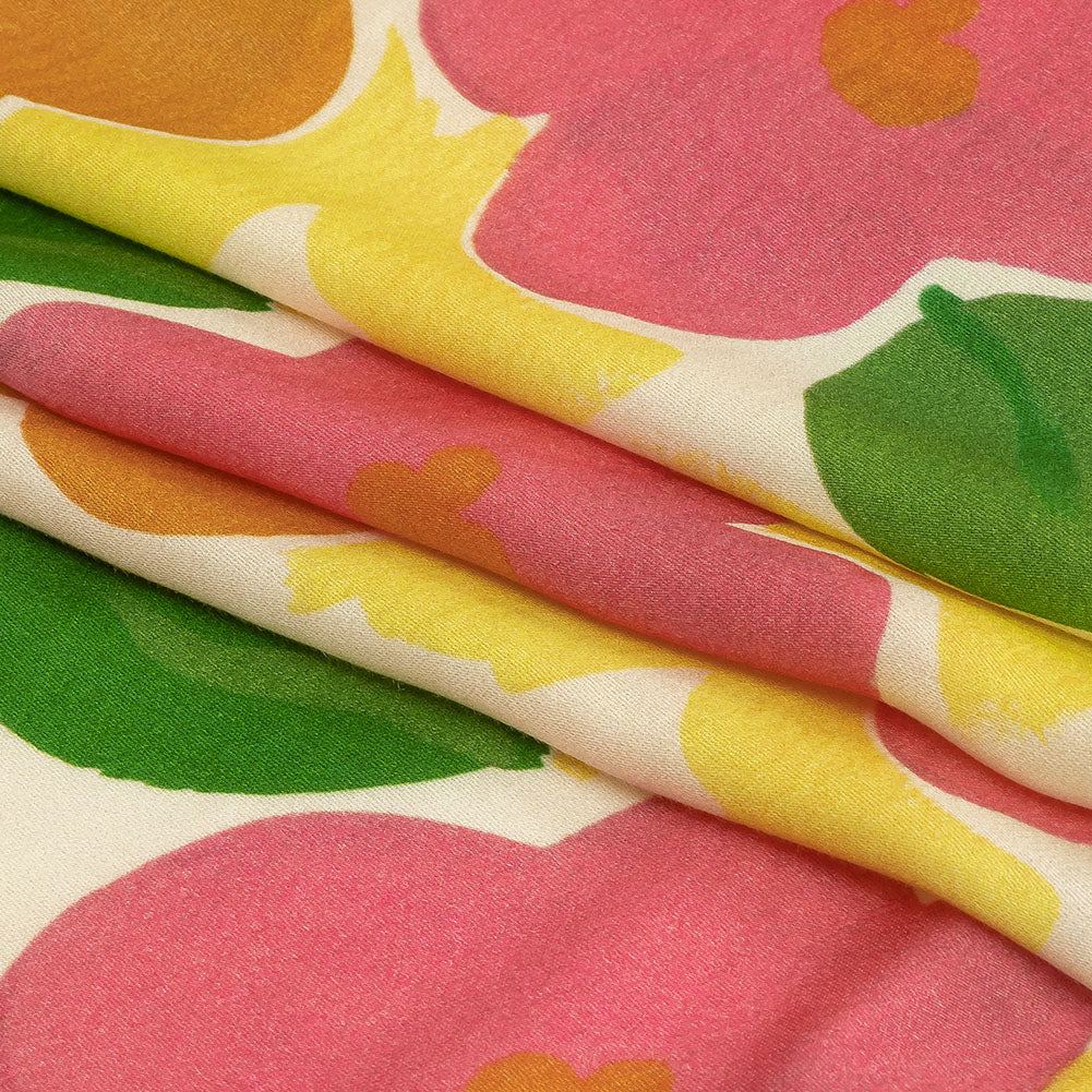 Rayon Challis - Pink and Orange Simplistic Floral - Chalk Party Print - Mood Exclusive Citrus Collection