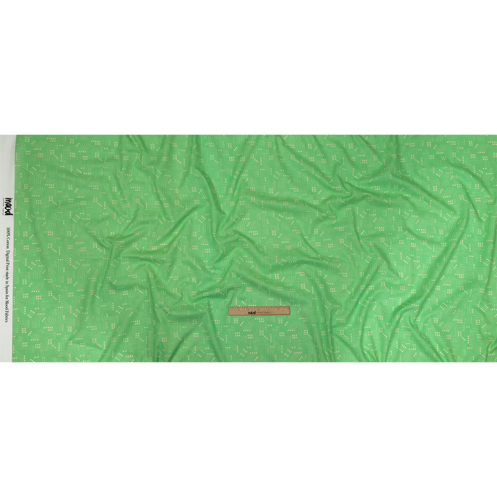 Cotton Voile - Green Circuit Board Dots - Circuit Breaker Print - Mood Exclusive Citrus Collection