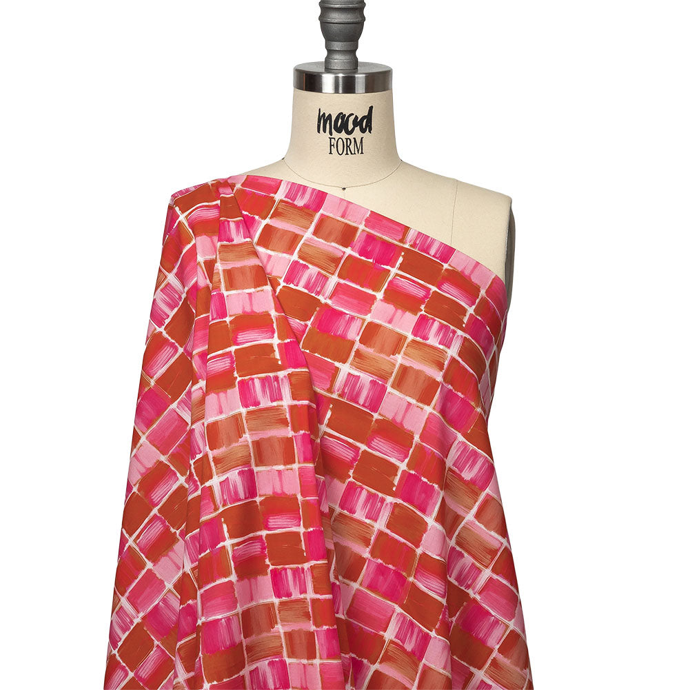 Cotton Voile - Pink Painted Squares - Swatch Me Print - Mood Exclusive Citrus Collection