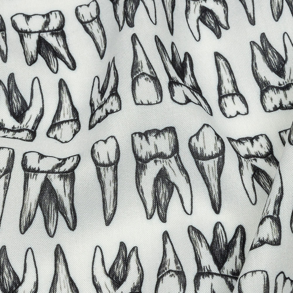 Rayon Batiste - White and Black Teeth - Berenice Print - Mood Exclusive Nevermore Collection