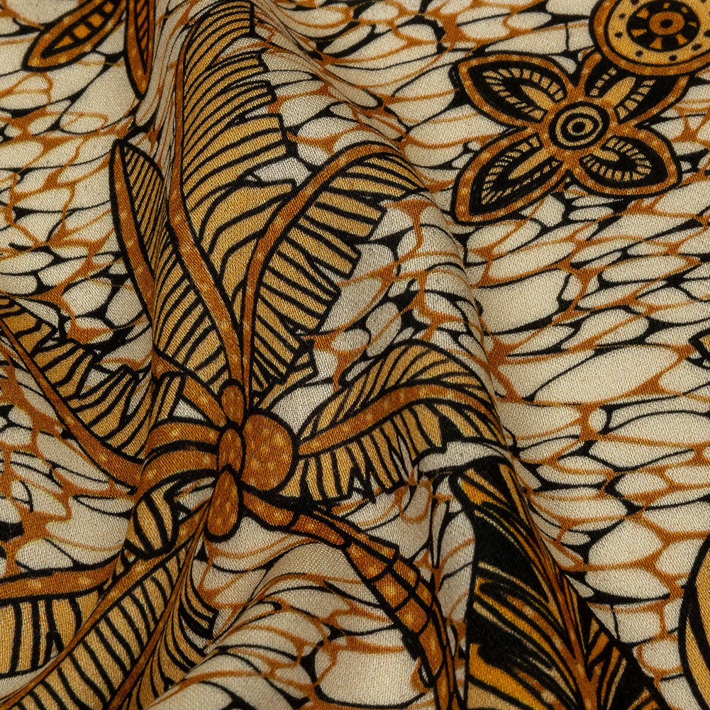 Rayon Challis - Orange and White Palm Trees - Sunny Summers Print - Mood Exclusive Rockland Collection