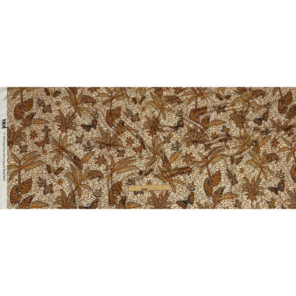 Rayon Challis - Orange and White Palm Trees - Sunny Summers Print - Mood Exclusive Rockland Collection