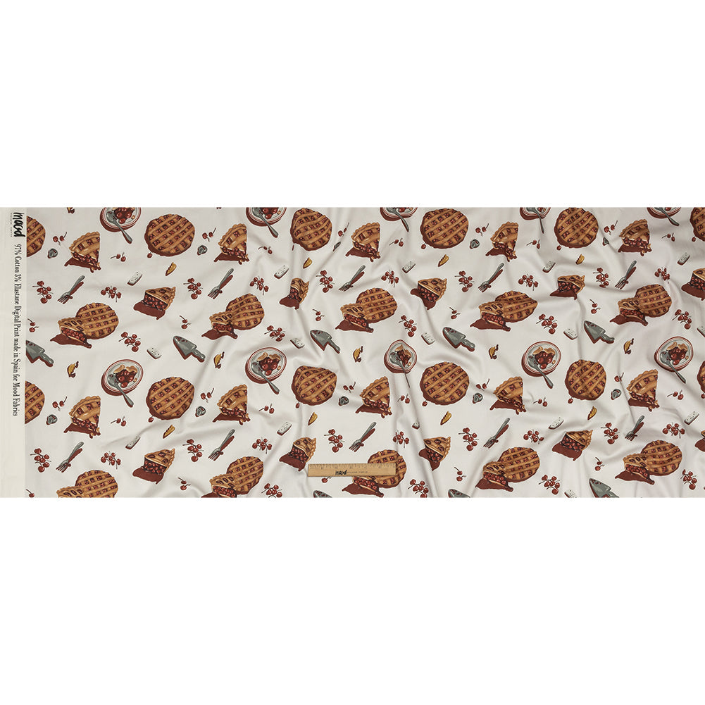 Stretch Cotton Sateen - White Cherry Pies - Baked Fresh Print - Mood Exclusive Rockland Collection