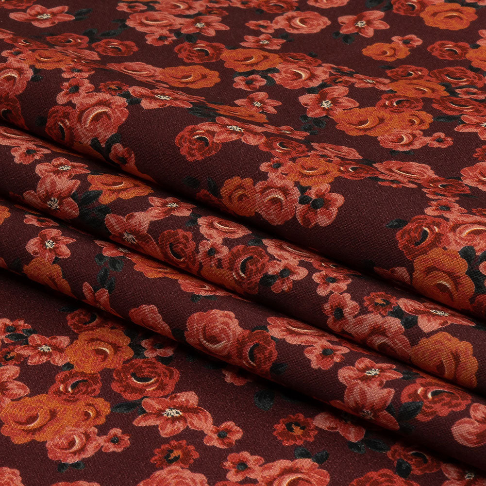 Stretch Cotton Sateen - Red Floral - Rose Garden Romance Print - Mood Exclusive Rockland Collection