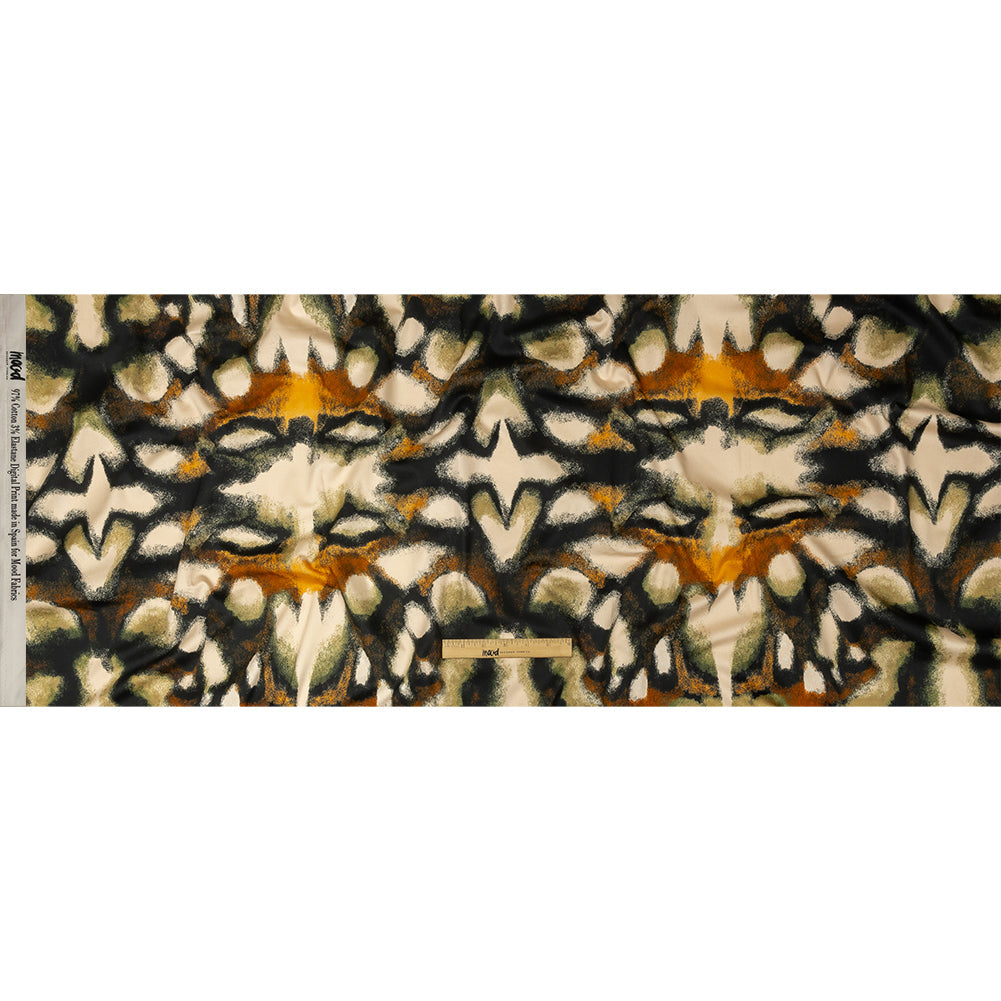 Stretch Cotton Sateen - Black and Beige Abstract - From the Earth Print - Mood Exclusive Rockland Collection