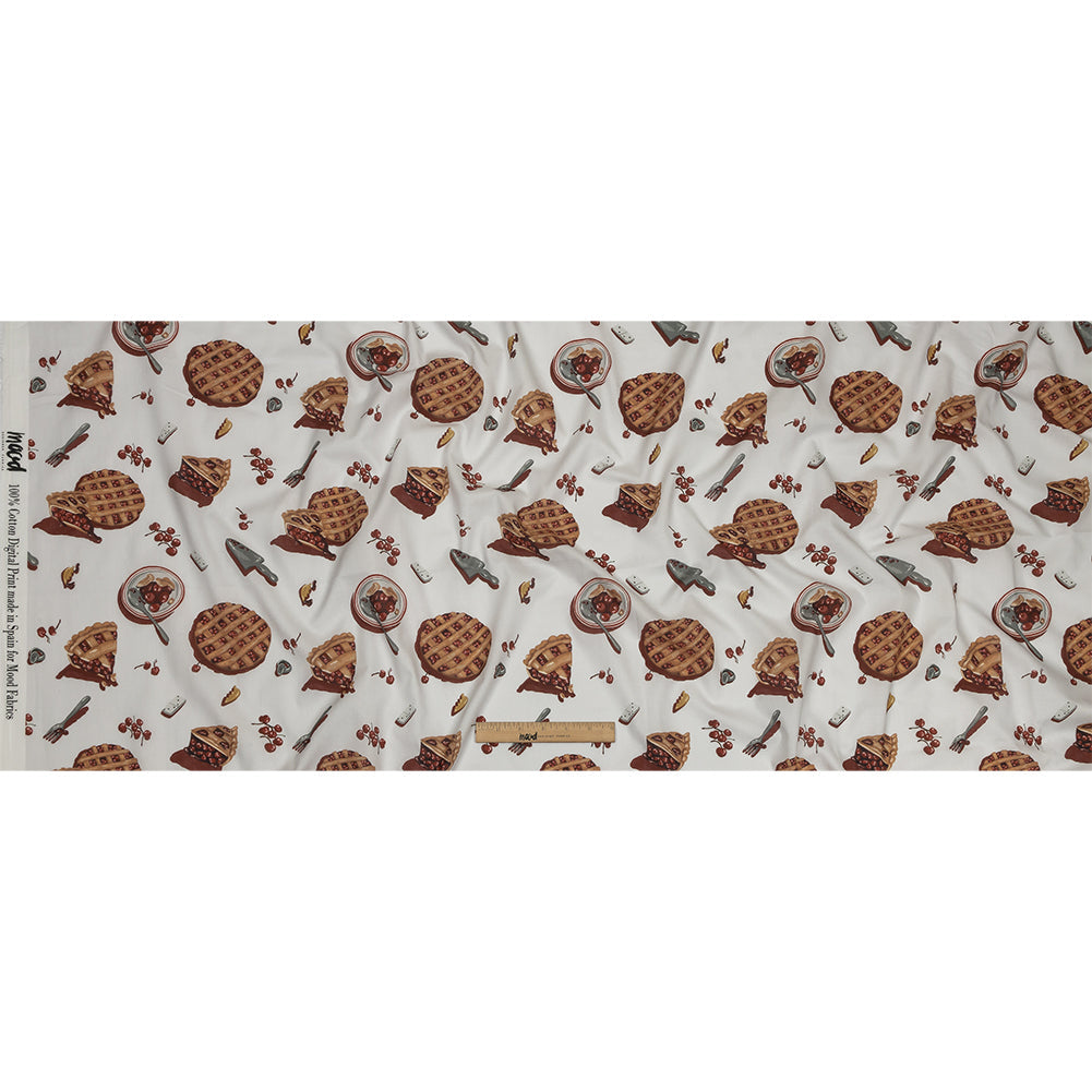 Cotton Voile - White Cherry Pies - Baked Fresh Print - Mood Exclusive Rockland Collection