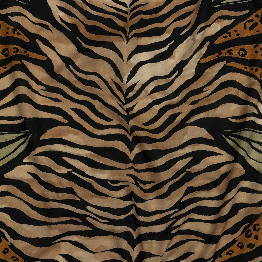 Cotton Voile - Beige and Black Wings and Tiger Stripes - Wild Wonders Print - Mood Exclusive Rockland Collection