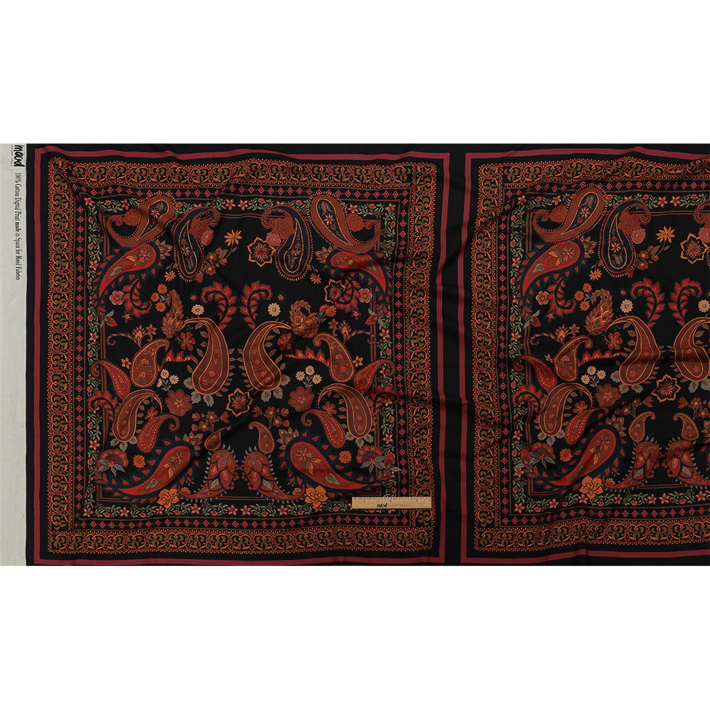 Cotton Voile Panel - Black and Red Paisley - Kaleidoscope Dreams Print - Mood Exclusive Rockland Collection