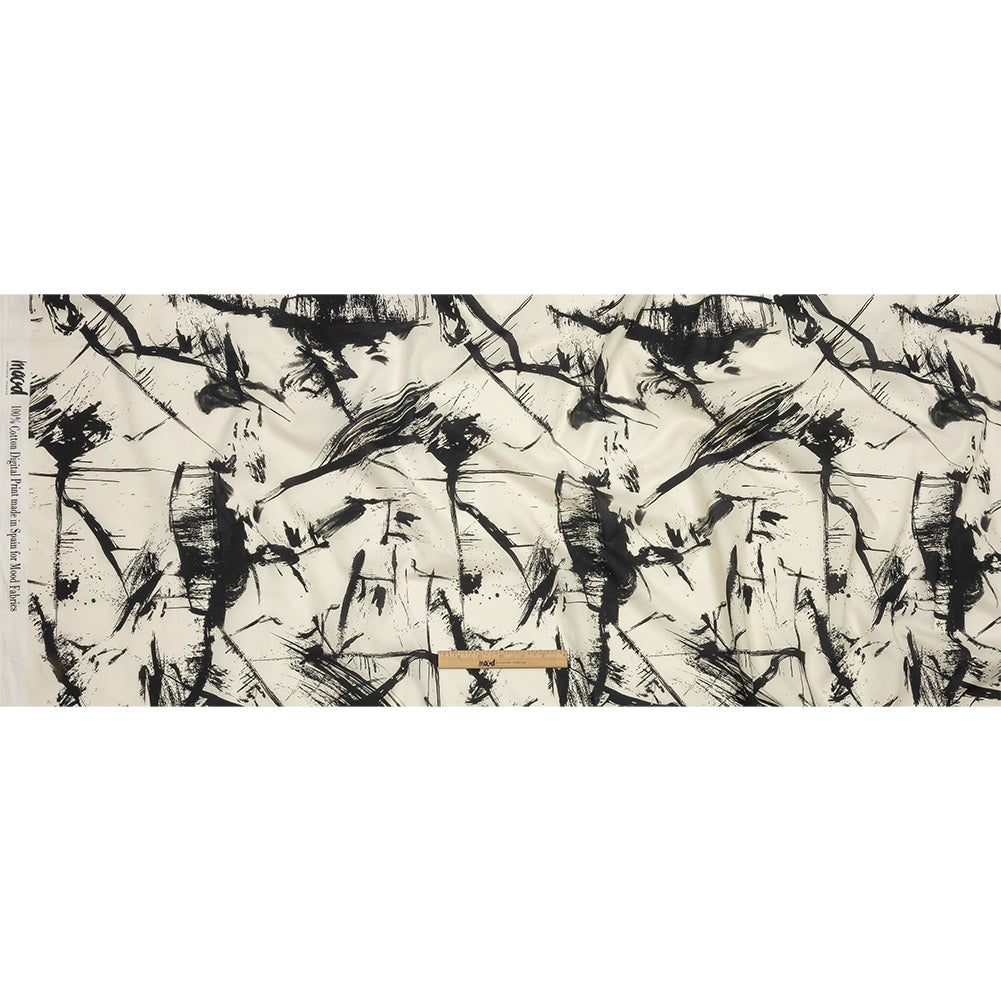 Cotton Voile - Black and White Abstract - Subway Lines Print - Mood Exclusive Metro Collection
