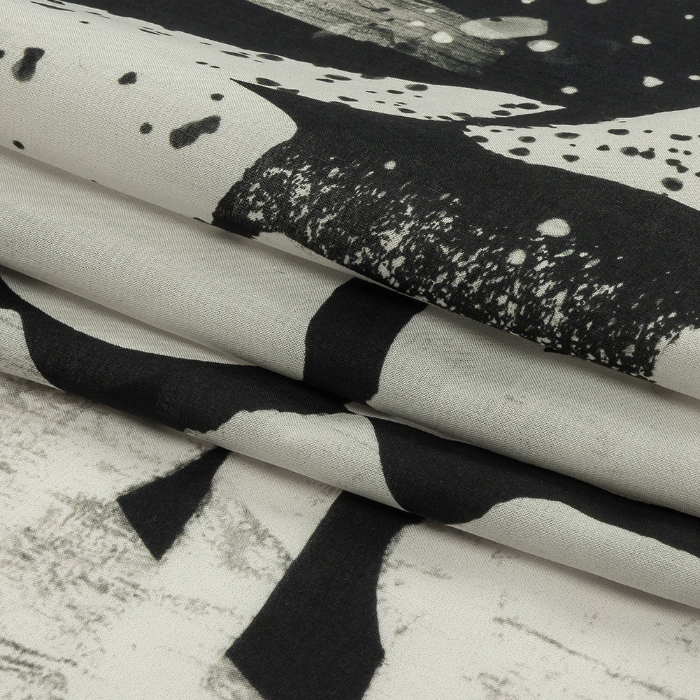 Cotton Voile - Black and White Graffiti Letters - Wall of Fame Print - Mood Exclusive Metro Collection