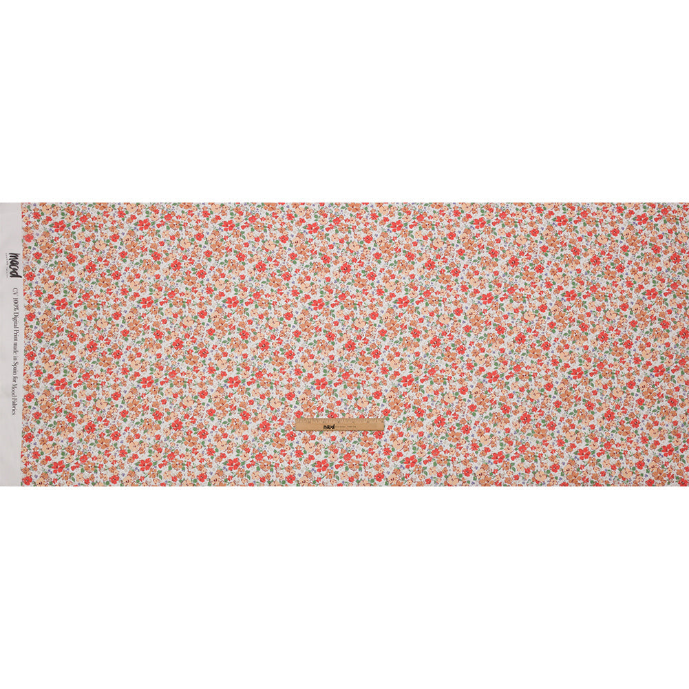 Viscose Georgette - Cream and Peach Floral - Poppy Hypnosis Print - Mood Exclusive Secret Garden Collection