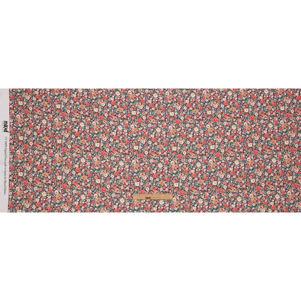 Viscose Georgette - Black and Peach Floral - Poppy Hypnosis Print - Mood Exclusive Secret Garden Collection
