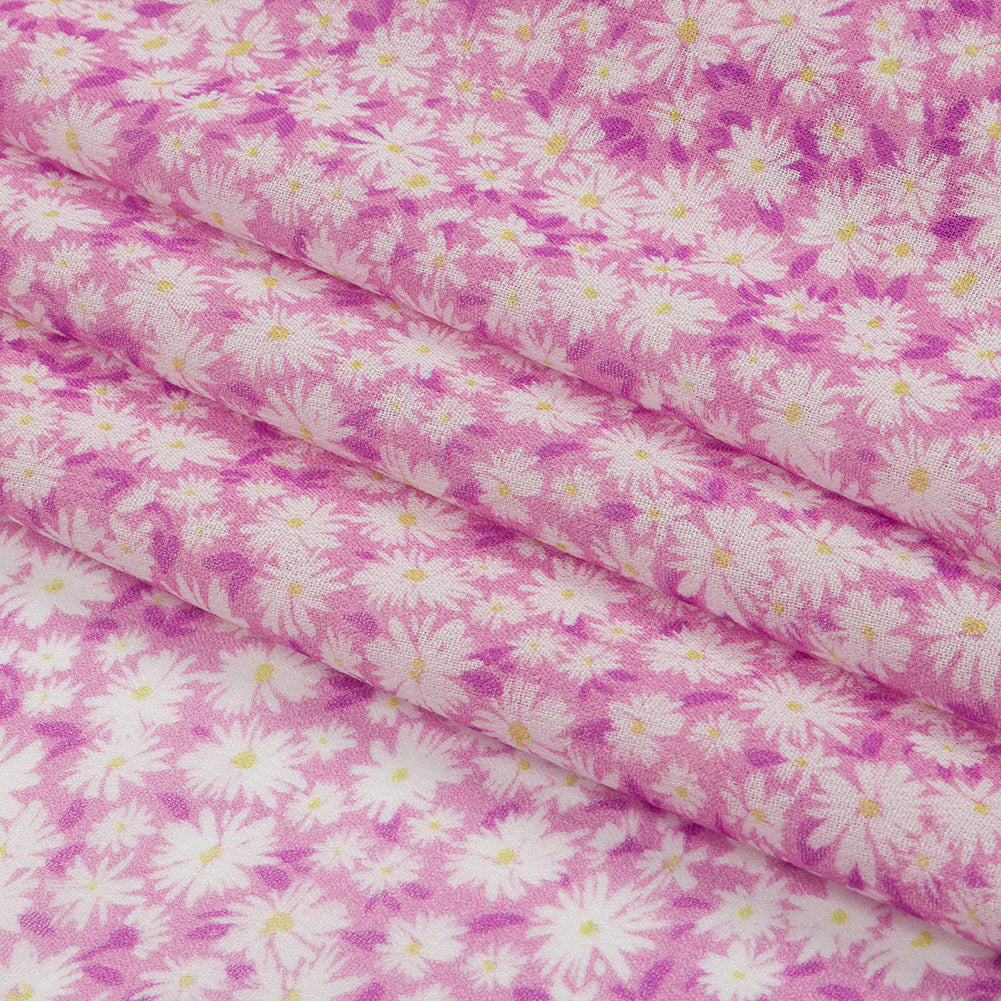 Viscose Georgette - Pink and White Floral - Sunday in the Park Print - Mood Exclusive Secret Garden Collection