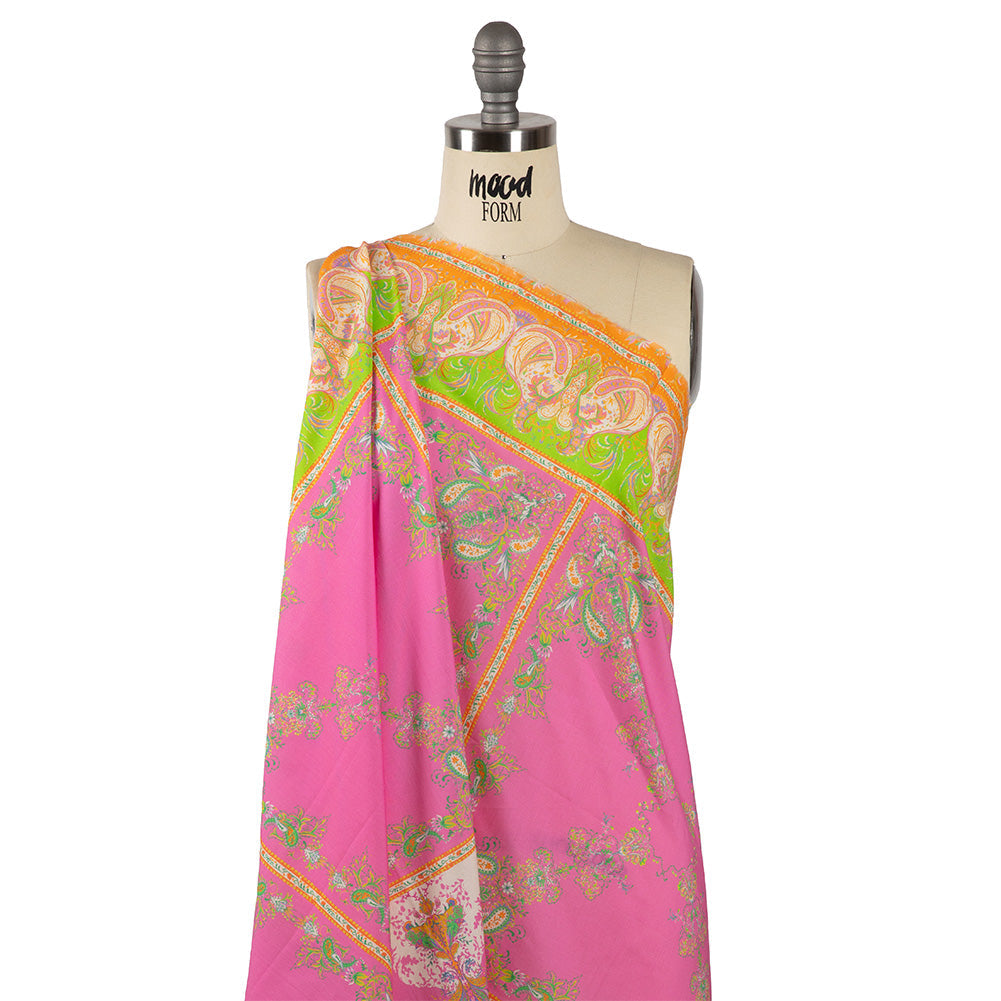 Cotton Voile Panel - Paisley Stripes and Squares - Cypress Daydreams Print - Mood Exclusive Gisele Collection