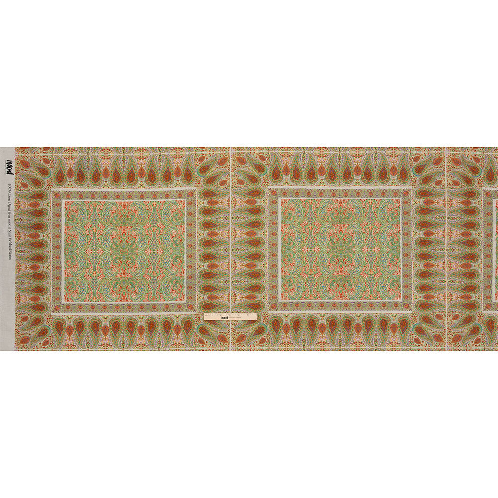 Cotton Voile Panel - Cream Paisley Squares - Laputa's Groundkeeper Print - Mood Exclusive Gisele Collection