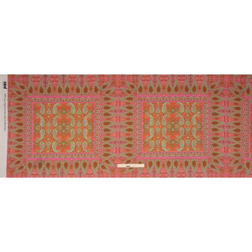 Cotton Voile Panel - Pink Paisley Squares - Laputa's Groundkeeper Print - Mood Exclusive Gisele Collection