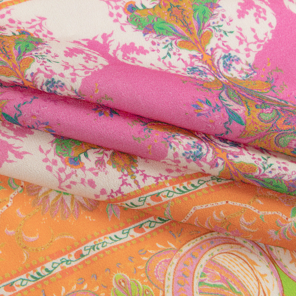 Sustainable Viscose Crepe Panel - Paisley Stripes and Squares - Cypress Daydreams Print - Mood Exclusive Gisele Collection