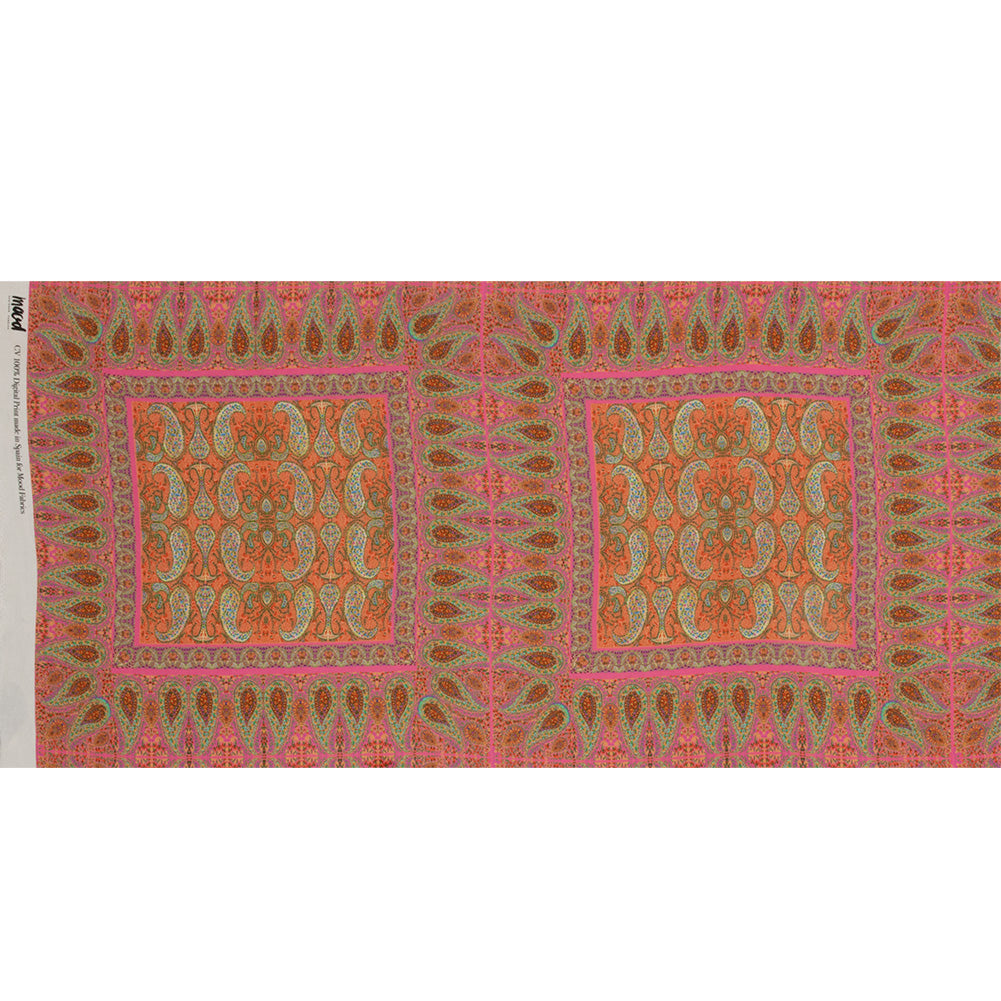 Sustainable Viscose Crepe Panel - Pink Paisley Squares - Laputa's Groundkeeper Print - Mood Exclusive Gisele Collection