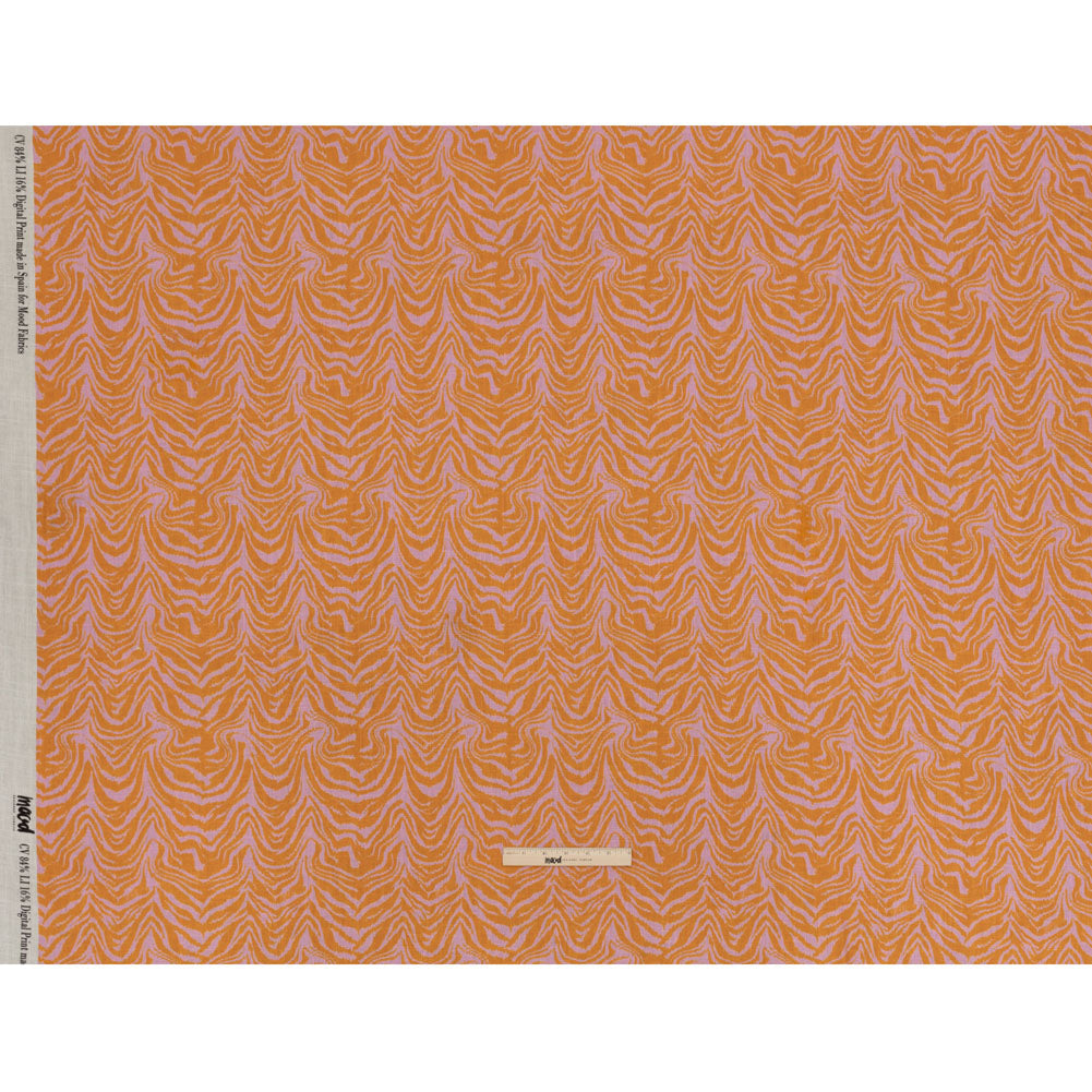 Viscose and Linen Woven - Pink and Orange Animal Stripes - Saffron River Print - Mood Exclusive Gisele Collection