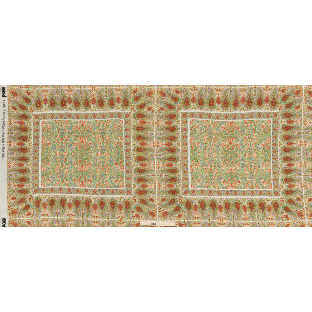 Viscose and Linen Woven Panel - Cream Paisley Squares - Laputa's Groundkeeper Print - Mood Exclusive Gisele Collection