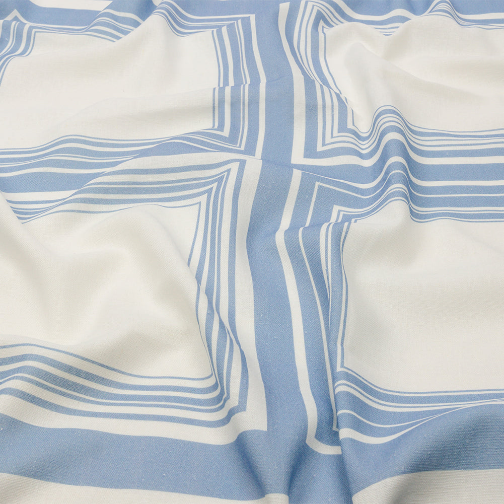 Linen and Rayon Woven Panel - Light Blue and White Squares - Sail Away Print - Mood Exclusive Palm Beach Collection