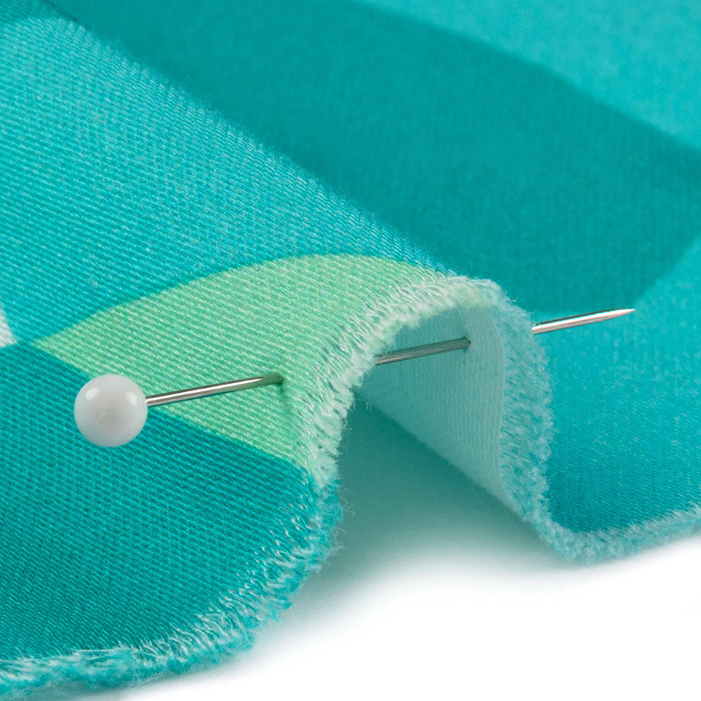 Stretch Cotton Sateen - Lime and Turquoise Geometric Gems - Midnight Train to Georgia Print - Mood Exclusive Yesterday Collection