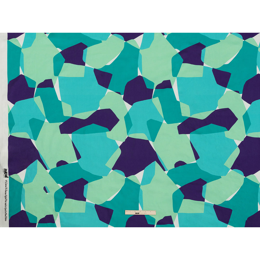 Stretch Cotton Sateen - Lime and Turquoise Geometric Gems - Midnight Train to Georgia Print - Mood Exclusive Yesterday Collection