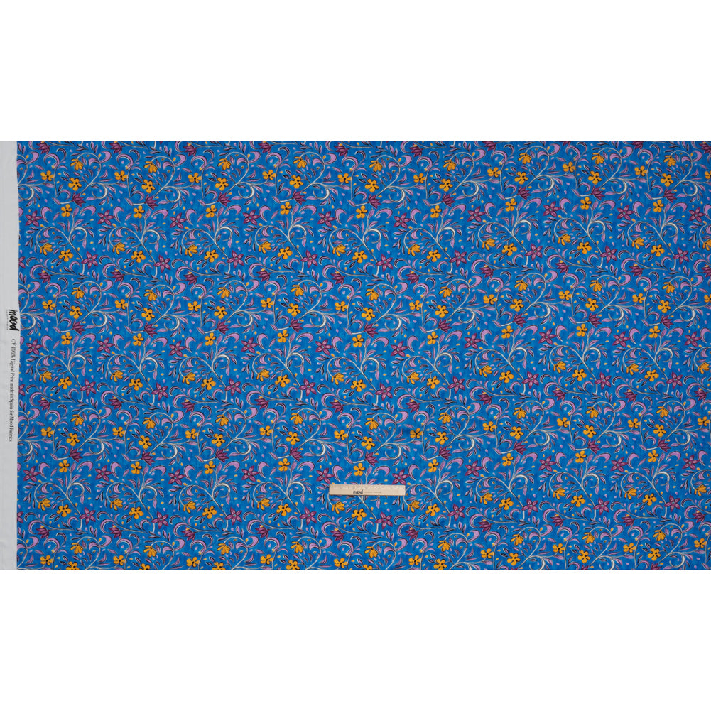 Rayon Challis - Blue and Yellow Floral - Apollo's Laurel Print - Mood Exclusive Chariot Collection