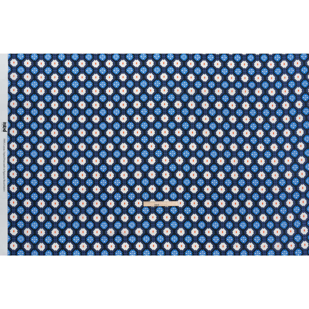 Cotton Voile - Blue and Orange Geometric - Santorini Spritz Print - Mood Exclusive Chariot Collection