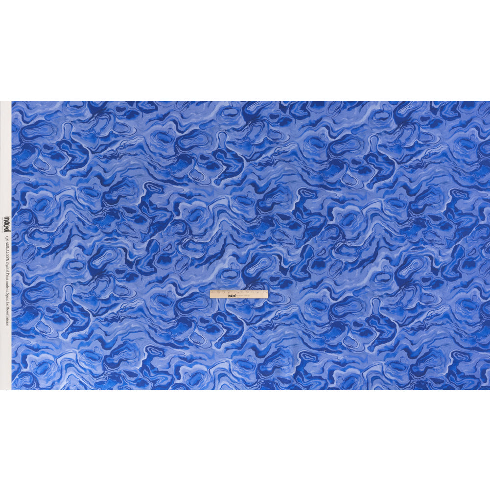 Linen-Rayon Woven - Blue Abstract - Skyscape Print - Mood Exclusive Chariot Collection