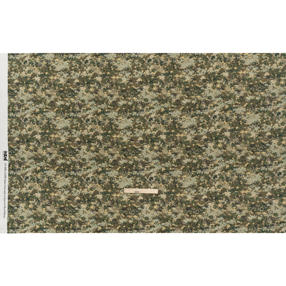 Linen and Rayon Woven - Olive, Green and Beige Abstract Dots - Forest Lookout Print - Mood Exclusive Acadia Collection