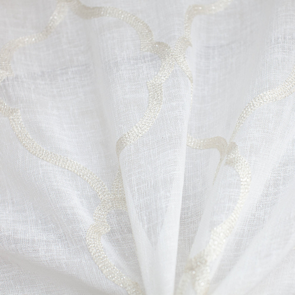 Merano Fabric Embroidered Metallic Sheer Fabric - Silver/Metallic, White/Metallic, Gray/Metallic, 59" Width (1 Yard)