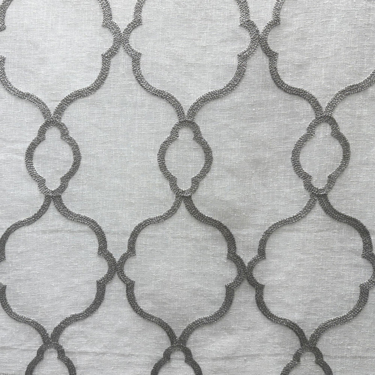 Merano Fabric Embroidered Metallic Sheer Fabric - Silver/Metallic, White/Metallic, Gray/Metallic, 59" Width (1 Yard)