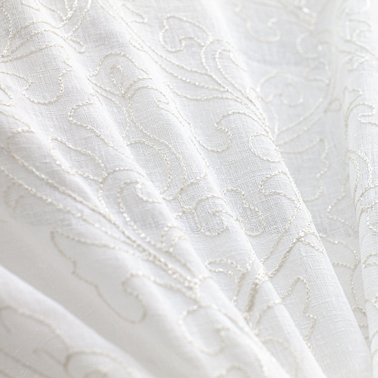 Mercury Metallic Damask Sheer Polyester Fabric - Silver/Metallic, 58" Width (1 Yard)