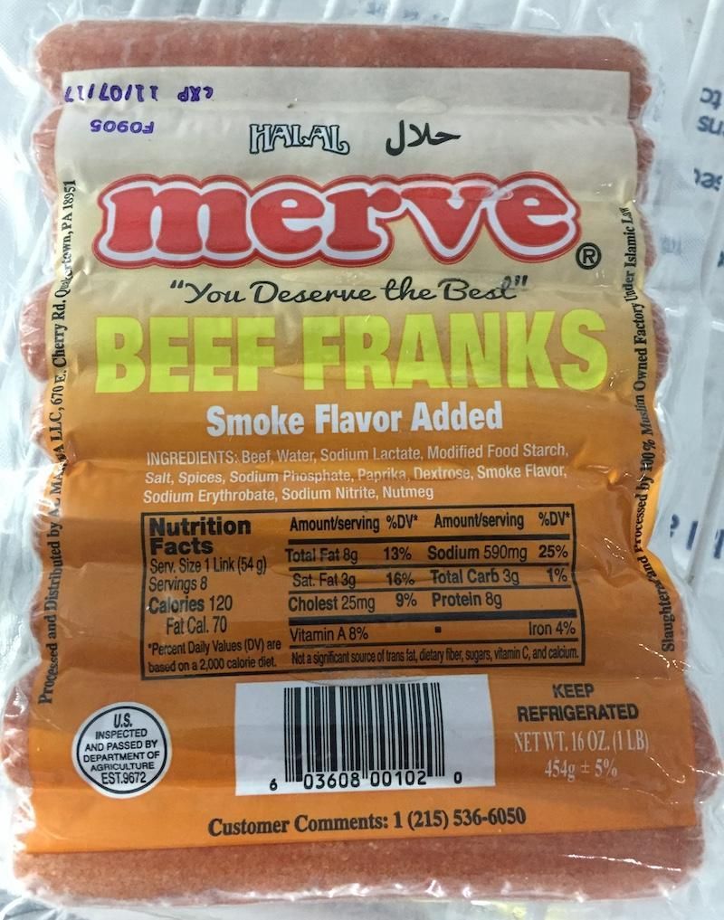 Merve Beef Franks 1 Lb
