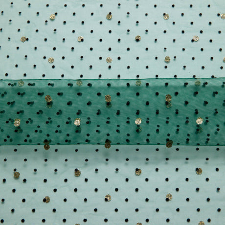 1 Yard Exquisite Mesh Lace Fabric with Dot Flocking & Foil 58/60" Wide