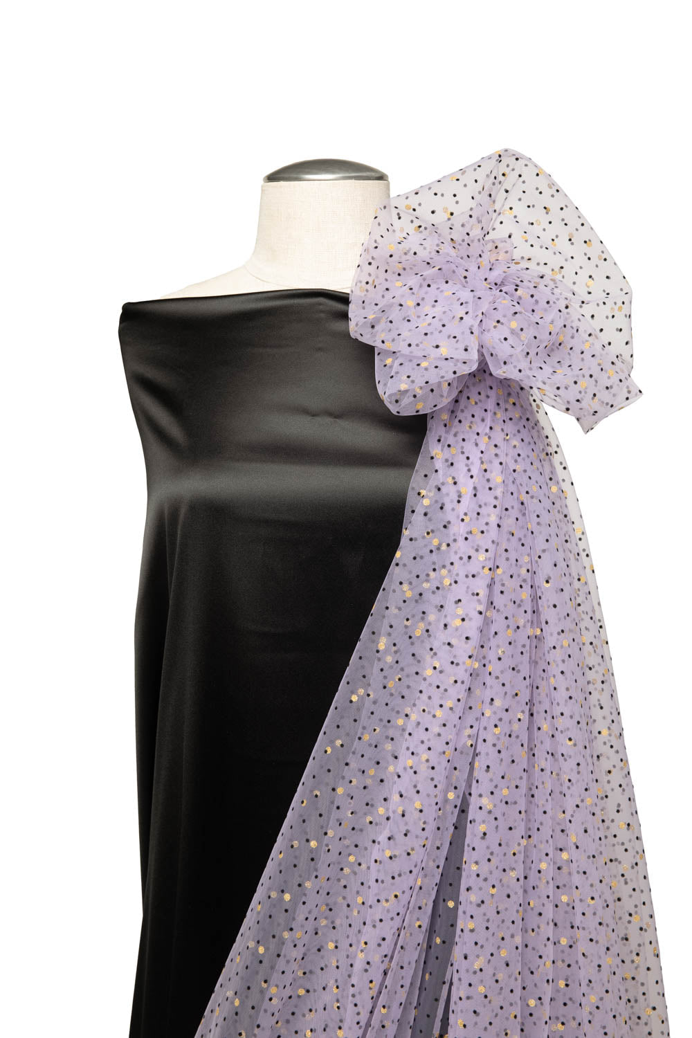 1 Yard Elegant Mesh Lace Fabric with Dot Flocking & Foi, 58/60" Wide, Tasteful Design for Apparel & Decor