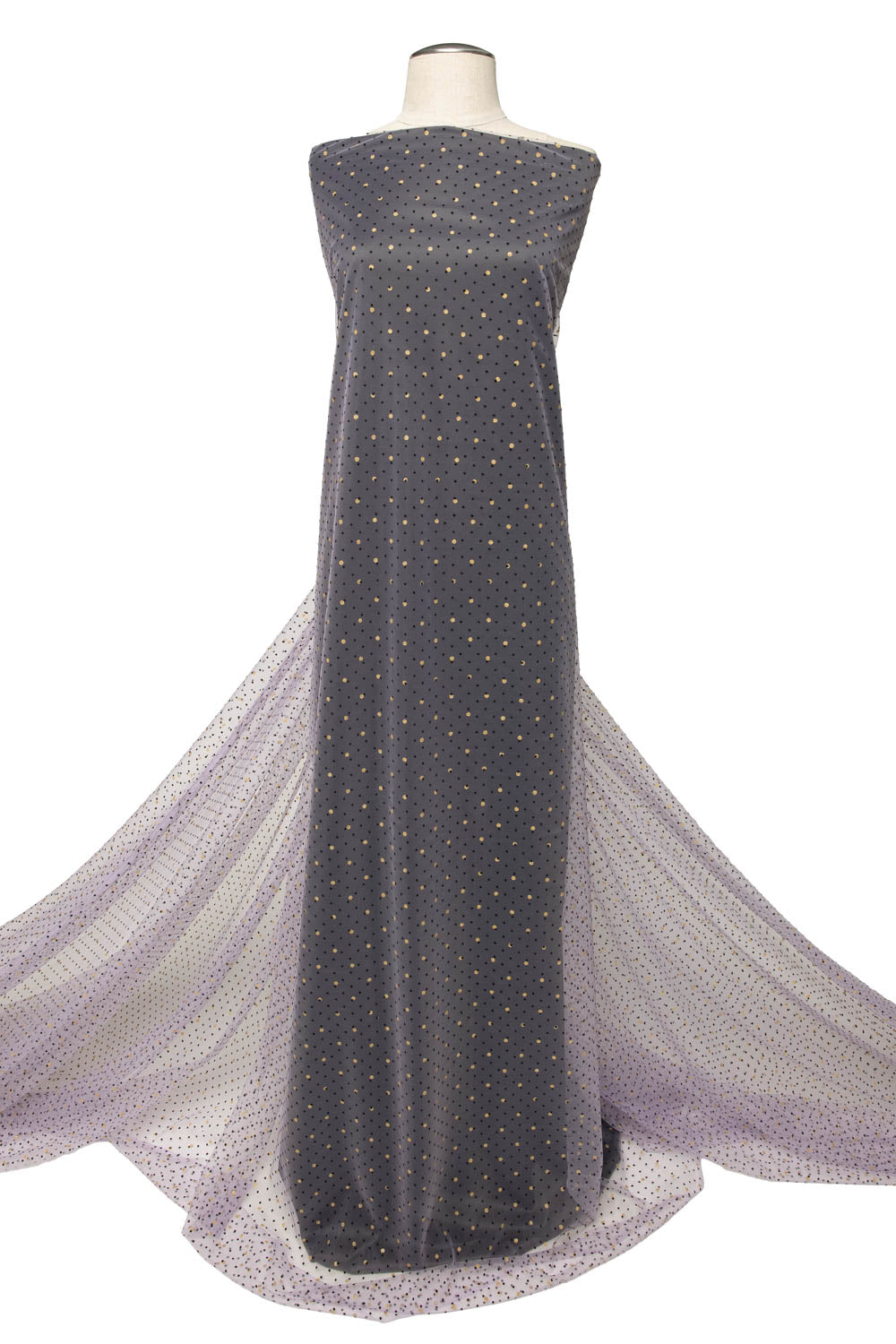 1 Yard Elegant Mesh Lace Fabric with Dot Flocking & Foi, 58/60" Wide, Tasteful Design for Apparel & Decor