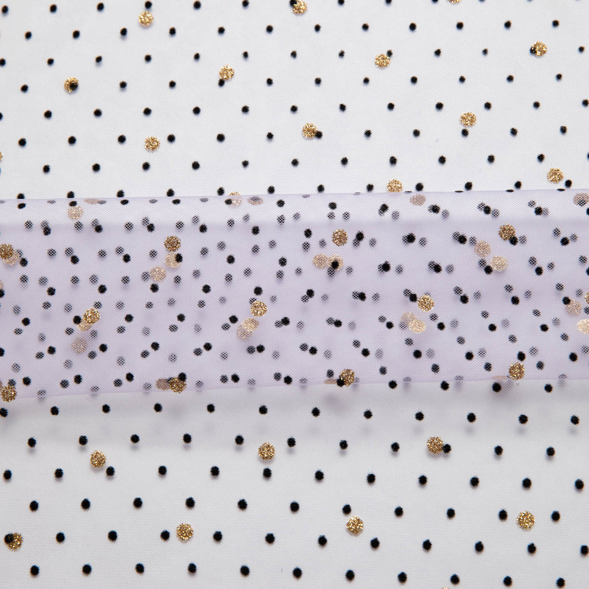 1 Yard Exquisite Mesh Lace Fabric with Dot Flocking & Foil 58/60" Wide