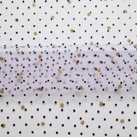 1 Yard Exquisite Mesh Lace Fabric with Dot Flocking & Foil 58/60" Wide