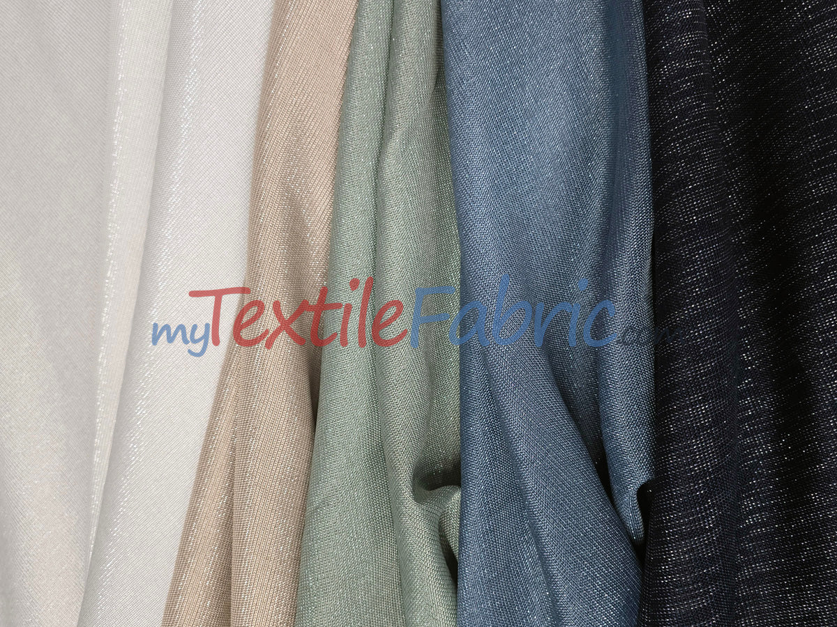 Metallic Vintage Linen Polyester Fabric - Imitation Burlap, Metallic Foil Vein, 58/60" Width (1 Yard)
